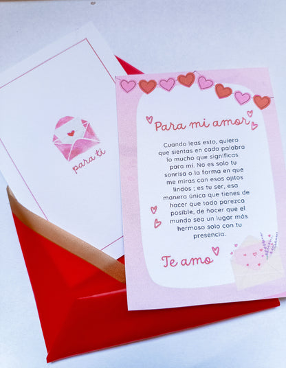 Pack Te amo: Rosa eterna  +Anillo+Collar  +Tarjeta